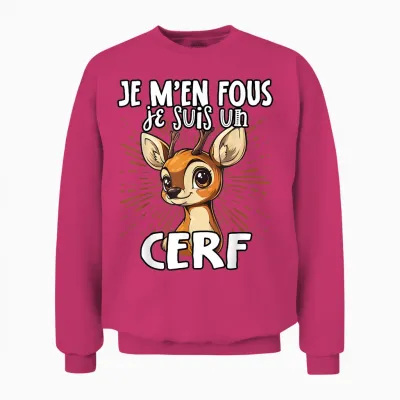 Je M'en Fous Je Suis Un Cerf - Cute Deer T-Shirt, Black, S Unisex Sweatshirt - Heliconia