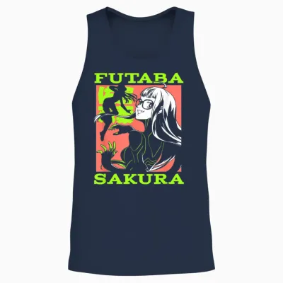 Persona 5 Futaba Sakura Manga Collage Rpg Video Game Unisex Tank Top - Navy