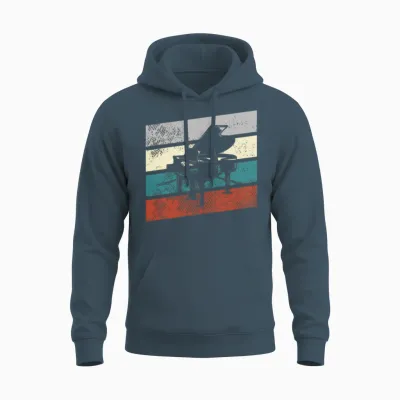 Piano Retro Unisex Hoodie - Dark Heather