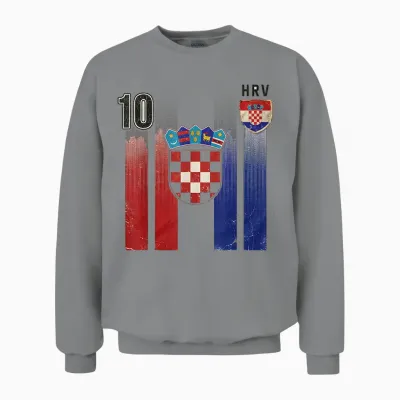 Croatia Tshirt Hrvatska Flag Zagreb Croatian Jersey Retro Unisex Sweatshirt - Sport Grey