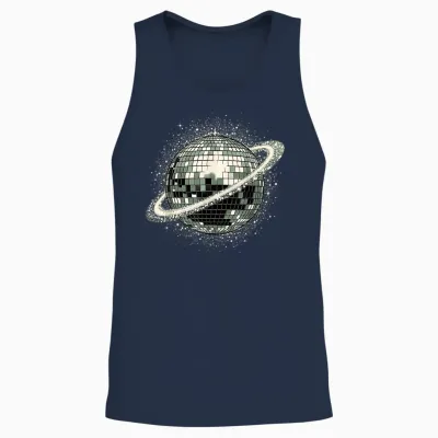 Cool Disco Ball Planet Dance Club Retro Party Unisex Tank Top - Navy