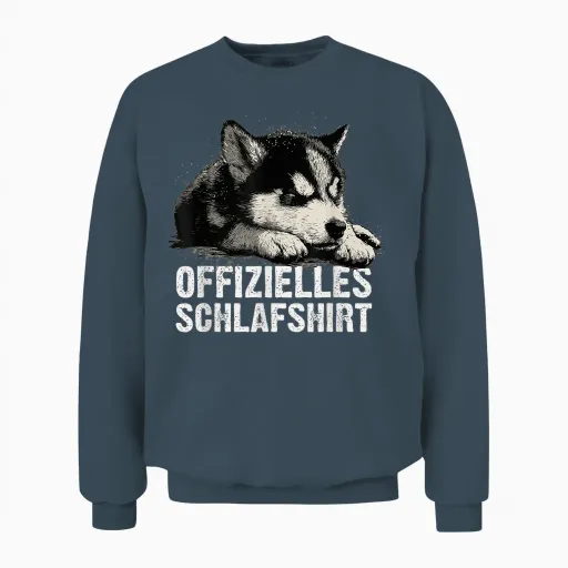 Husky Puppy Design Funny Dog Motif for Sleepyheads Unisex Sweatshirt - Dark Heather