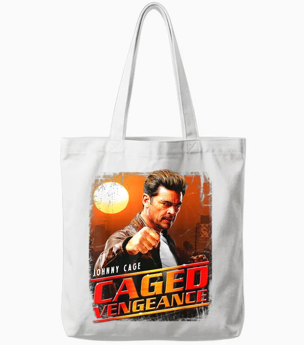 Mortal Kombat 2 Johnny Cage Caged Vengeance Tote Bags in White