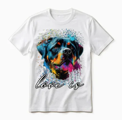 Colorful Splash Art Liebe Ist Mein Rottweiler Rottie Mama Unisex T-Shirt - White