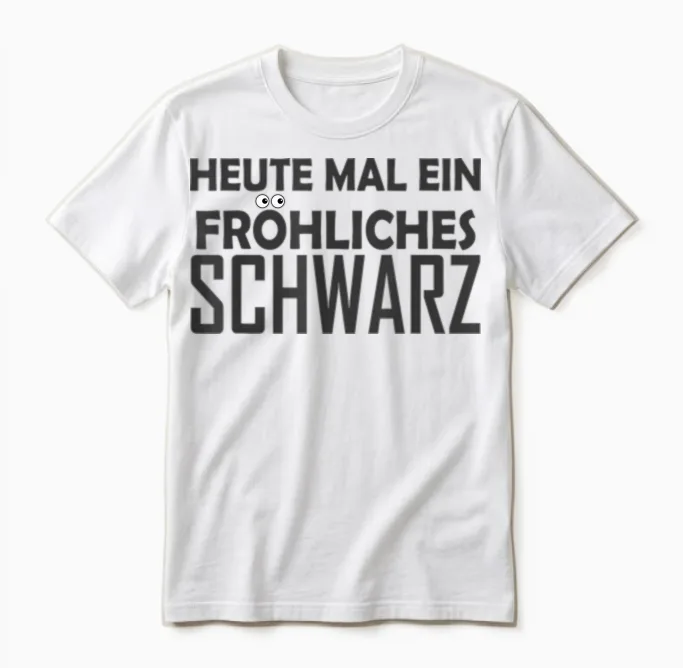T-Shirt with German Text "heute Mal Ein Fröhliches Schwarz [, Black, S Unisex T-Shirt in White