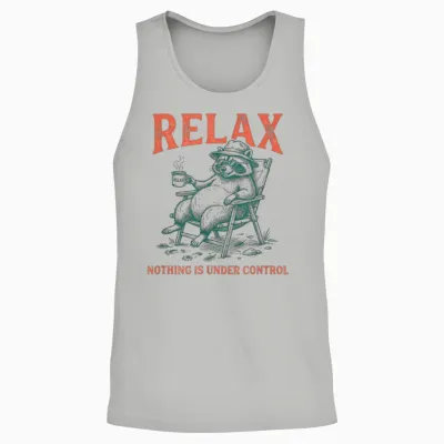Relax Nothing Is Under Control Lustiger Waschbär Unisex Tank Top - Ash