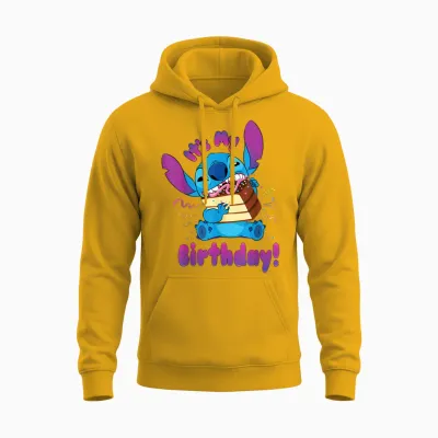 Disney Stitch "it's My Birthday" Party Crasher with Cake Unisex Hoodie - Gold