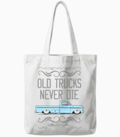 Old Trucks Wind Blue Tote Bags - White