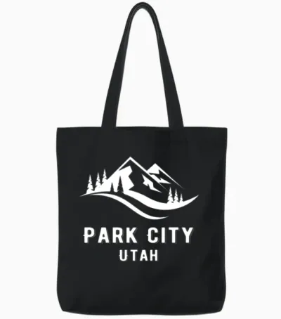 Park City Utah Mountains Souvenir Memorabilia Wint Tote Bags - Black