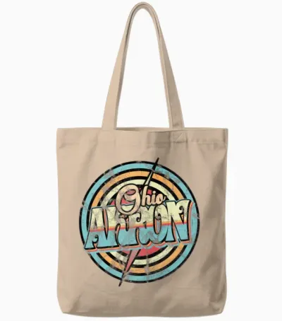 Akron Ohio Retro Tote Bags - Natural