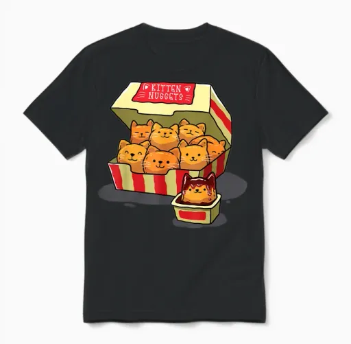 Ingenius Funny Cat Owner Shirts & Gifts Kitten Nuggets Food Pun Cat Lover Gift Chicken Nuggets Unisex-Adults T-Shirt Black Small Unisex T-Shirt - Black