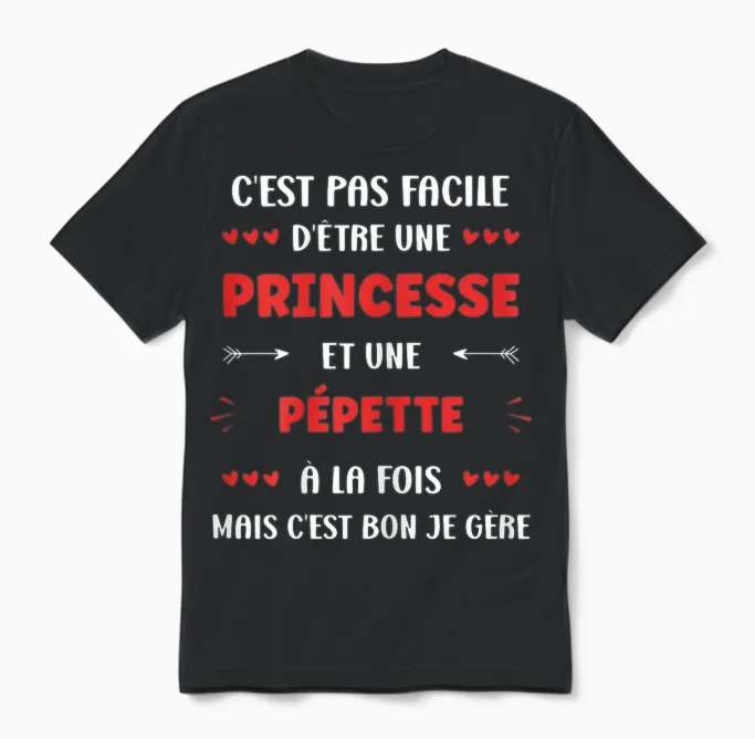Super Pépette First Name Funny Girl Princess Pépette Unisex T-Shirt in Black