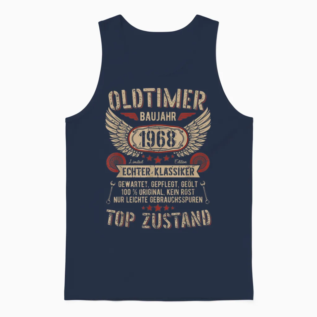 Oldtimer Baujahr 1968 Geboren Vintage Birthday Retro Unisex Tank Top in Navy
