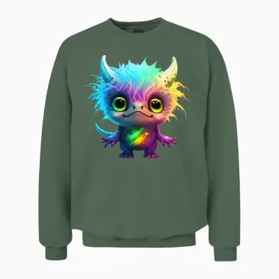Monster Funny Unisex Sweatshirt - Military Green