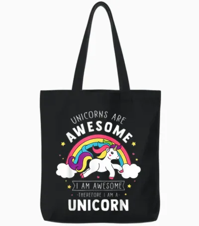 Unicorns Are Awesome I'm a Unicorn - Funny Rainbow Gift T-Shirt Small Tote Bags - Black