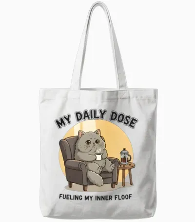 Designfunny Coffee Cat - My Daily Dose Tote Bags - White