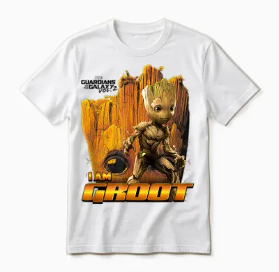Collage Marvel Guardians of the Galaxy Groot T-Shirt, White, S Unisex T-Shirt - White