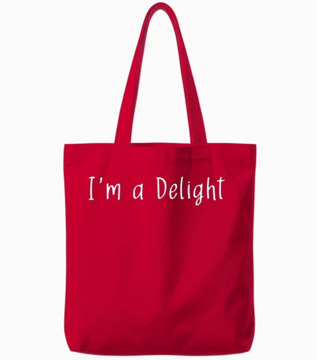 I'm a Delight Funny Tote Bags in Red