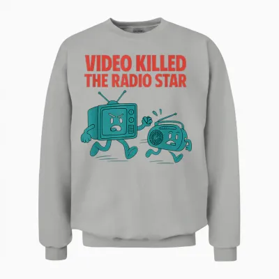 90er Jahre Nostalgie Video Killed the Radio Star Retro Y2k Grafik Unisex Sweatshirt - Ash