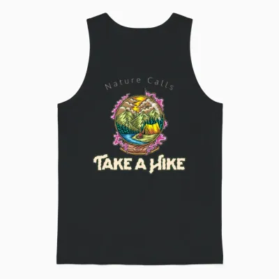 Nature Calls, Take a Hike Unisex Tank Top - Black