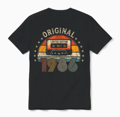 40 Jahre Geburtstag Mann Frau Original Vintage Jahrgang 1986 Unisex T-Shirt - Black