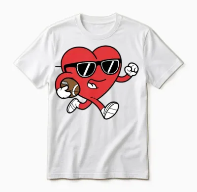 Heart American Football Valentines Day Boys Unisex T-Shirt - White