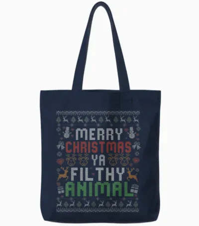 Merry Christmas Animal Filthy Ya Xmas Pajama Shirt Men Women Tote Bags - Navy