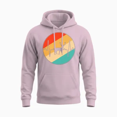 Deer Retro Heartbeat Unisex Hoodie - Light Pink