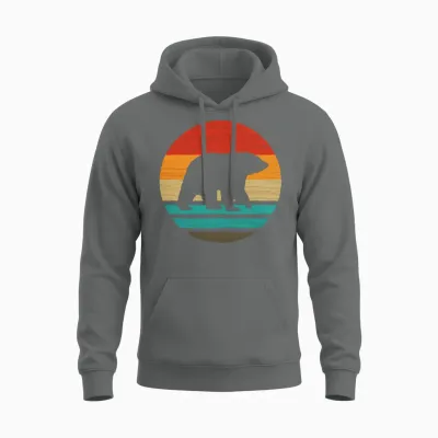 Bear Retro Style Vintage Unisex Hoodie - Graphite Heather