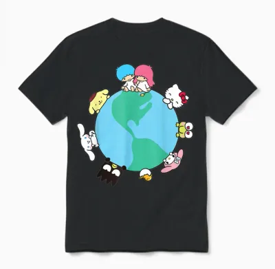 Hello Kitty and Friends Sanrio Earth Unisex T-Shirt - Black
