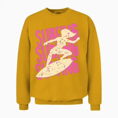 Retro Surfing Streetwear Style Unisex Sweatshirt - Gold