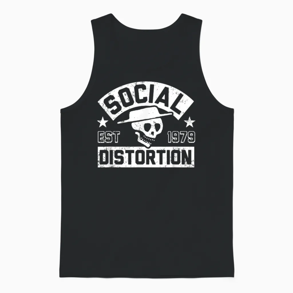 Offizielle Social Distortion T-Shirt, Unisex Erwachsene, Punk-Rock-Fans, Klassisch, Kurzarm, T-Shirt, Schwarz, S Unisex Tank Top in Black