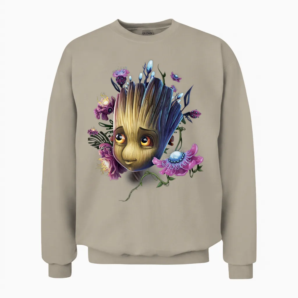 Marvel Guardians of the Galaxy Groot Flowers Unisex Sweatshirt in Sand