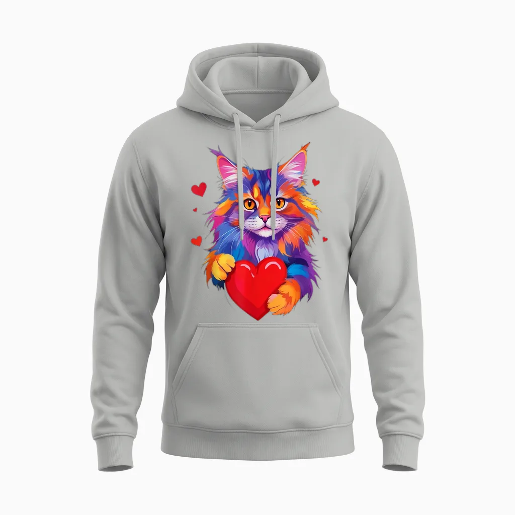 Chemise Maine Coon Cat - Graphique Coloré Maine Coon Heart Unisex Hoodie in Ash