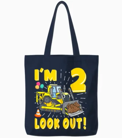 2. Geburtstag Jungen Bauwagen Bulldozer 2 Jahre Alt Tote Bags - Navy