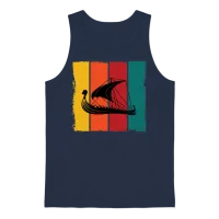 Retro Viking Ship Unisex Tank Top - Navy – 1