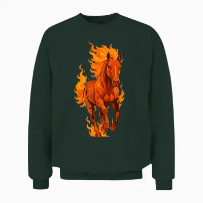 Fire Horse Chinese New Year 2026 Moon Star Sign Festival Unisex Sweatshirt - Forest
