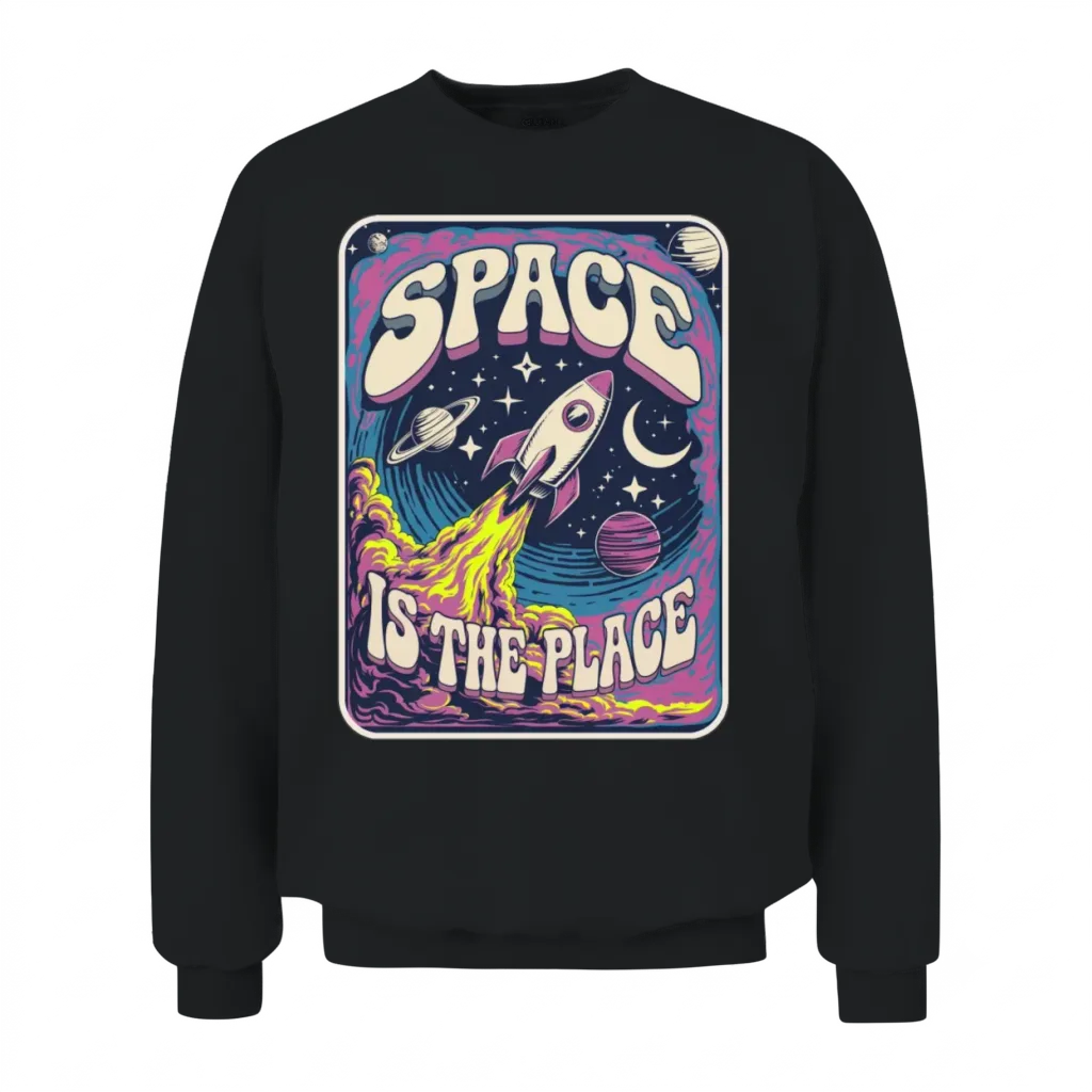 Rocket to Space | Retro Space Unisex Sweatshirt - Black