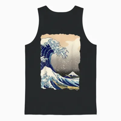 La Grande Vague off Kanagawa Hokusai Art Célèbre Peinture Unisex Tank Top - Black