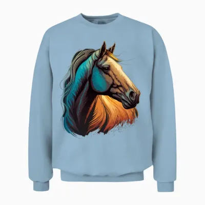 Head of Horse Unisex Sweatshirt - Light Blue