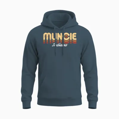 Retro Muncie Indiana Unisex Hoodie - Dark Heather