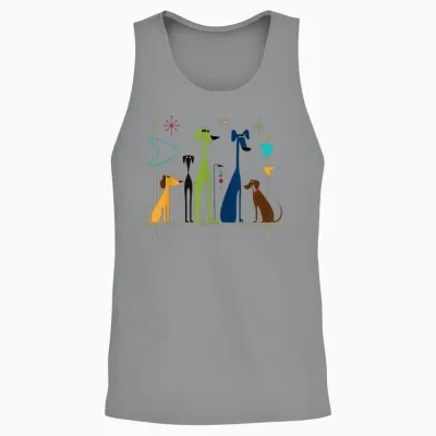 Retro Mid-Century Modern Dogs 50s 60s Style Unisex Tank Top - Sport Grey