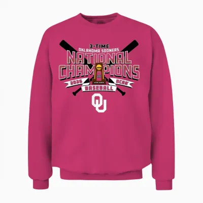 Oklahoma Sooners National Champs 2026 Baseball Cws Trophy Unisex Sweatshirt - Heliconia