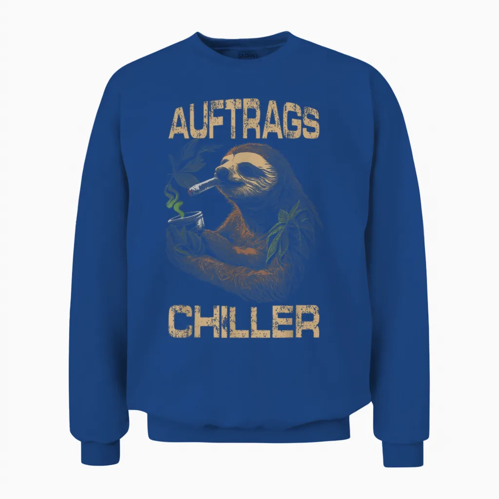 Auftragschiller Sloth Saying Stiffer Costume Cannabis Hemp Unisex Sweatshirt in Royal