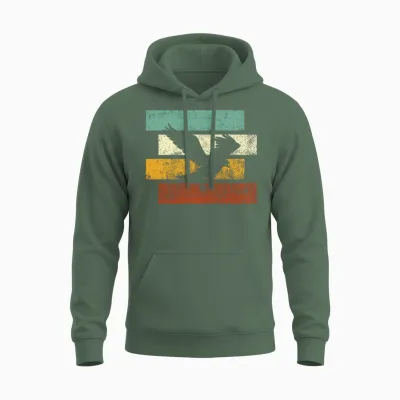 Eagle Retro Unisex Hoodie - Military Green