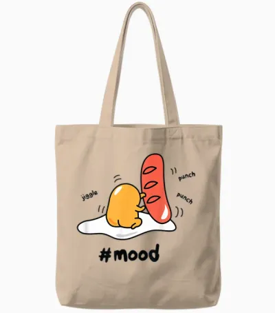 Gudetama the Lazy Egg #mood Boxing Punching Hot Dog Tote Bags - Natural