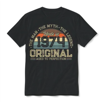 Vintage 1974 Retro Unisex T-Shirt - Black