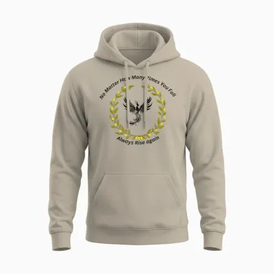 Phoenix Laurel Wreath – Motivational Rise Again Qu Unisex Hoodie - Sand