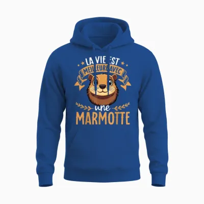 Je M'en Fous Je Suis Une Marmot - Sweet Marmot T-Shirt, Black, S Unisex Hoodie - Royal