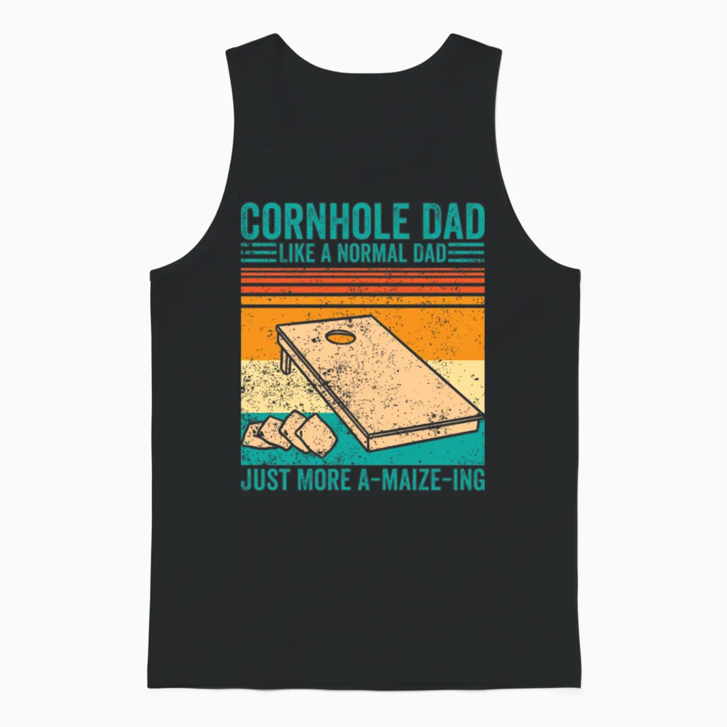 Funny Cornhole Retro Unisex Tank Top in Black